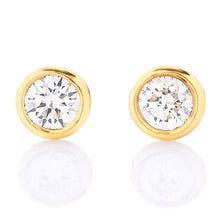 Load image into Gallery viewer, Petite Bezel Set Diamond Stud Earrings - Yellow