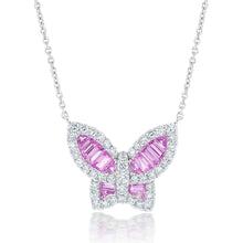 Load image into Gallery viewer, Large Pink Sapphire and Diamond Butterfly Pendant - Two
