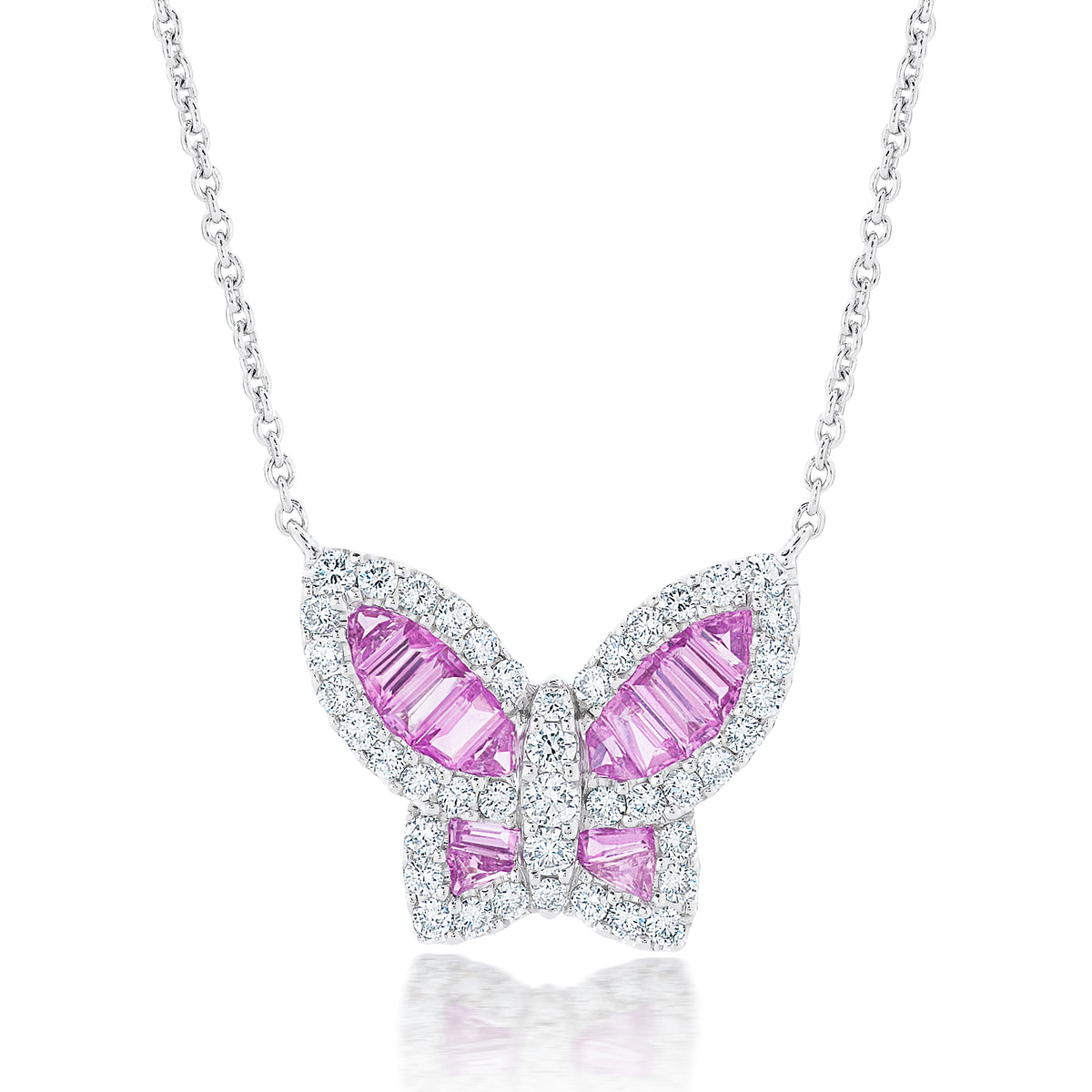 18K Yellow Pink Sapphire Butterfly Pendant