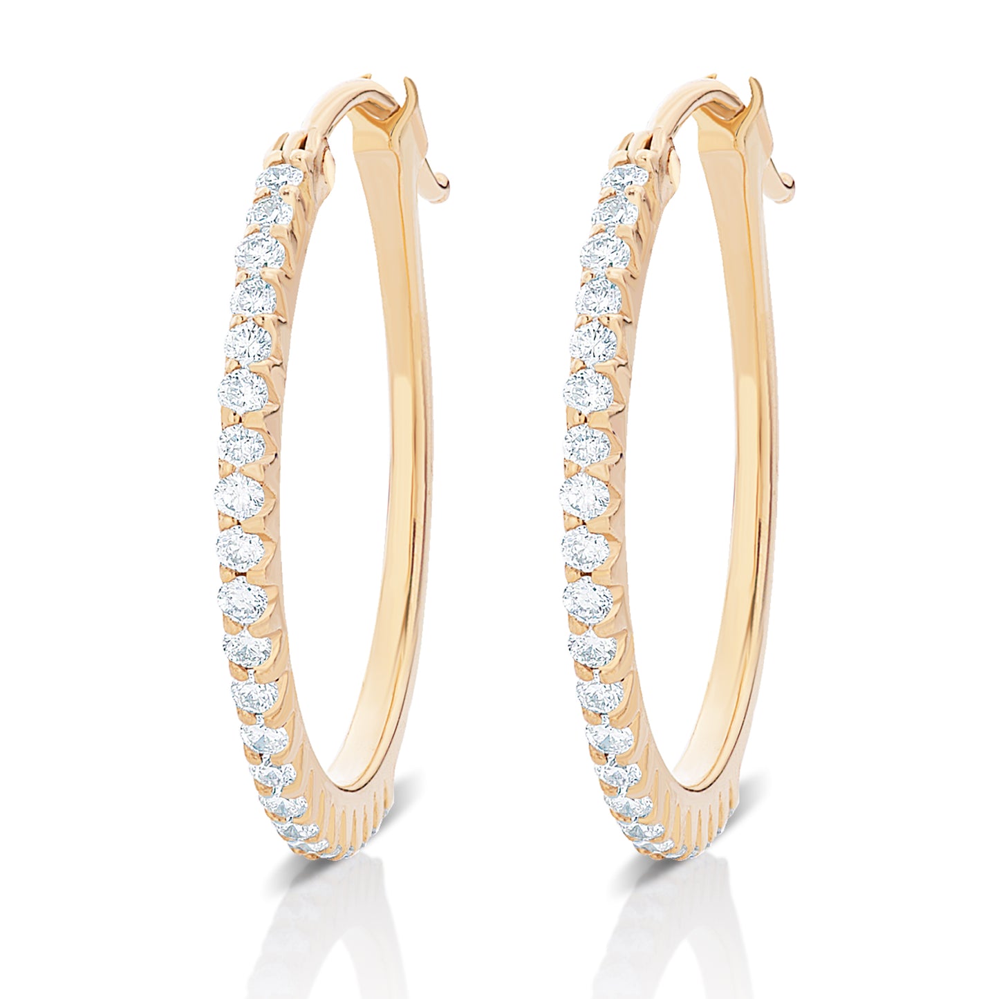 One Row diamond Hoop Earrings