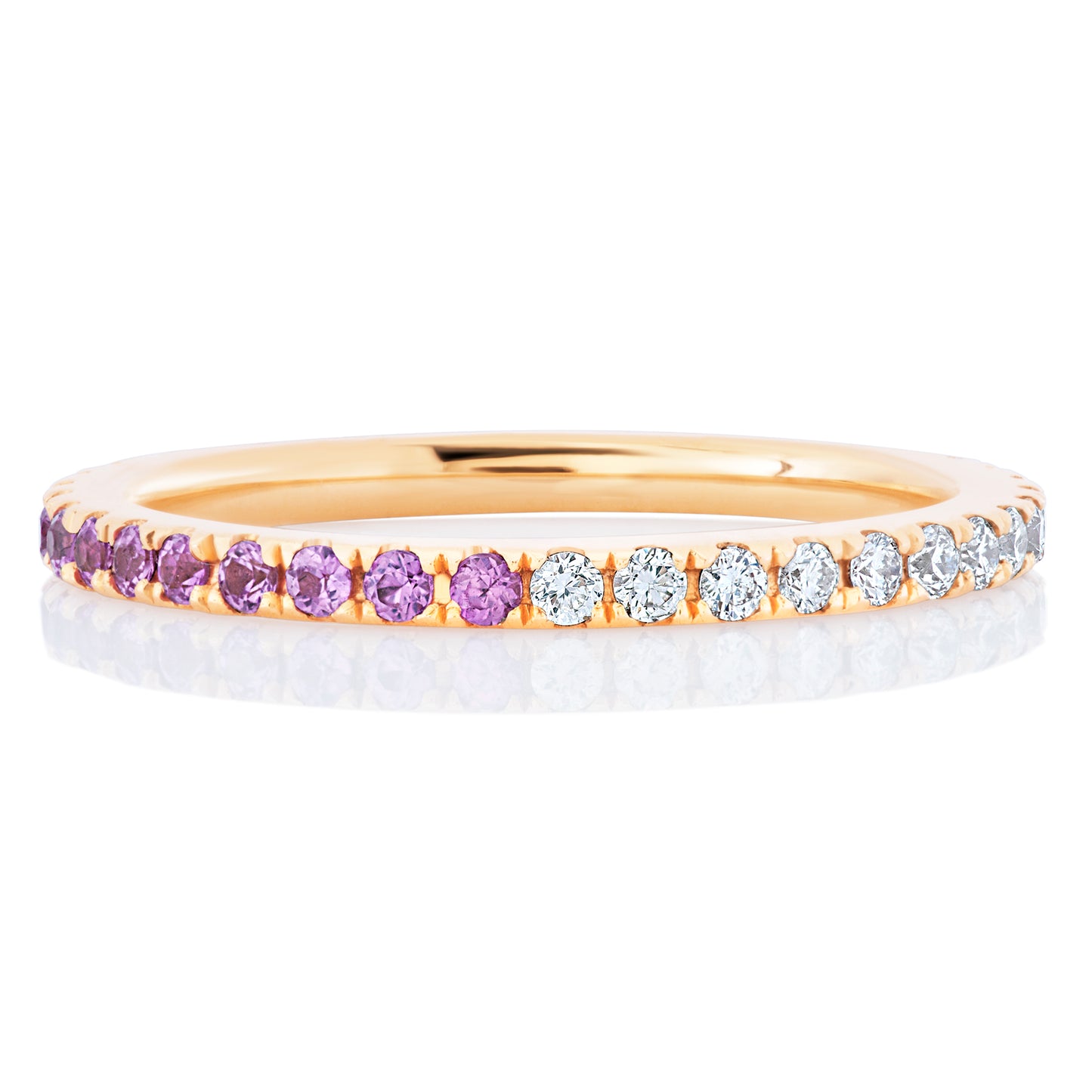 Half Pink Sapphire and Diamond Band