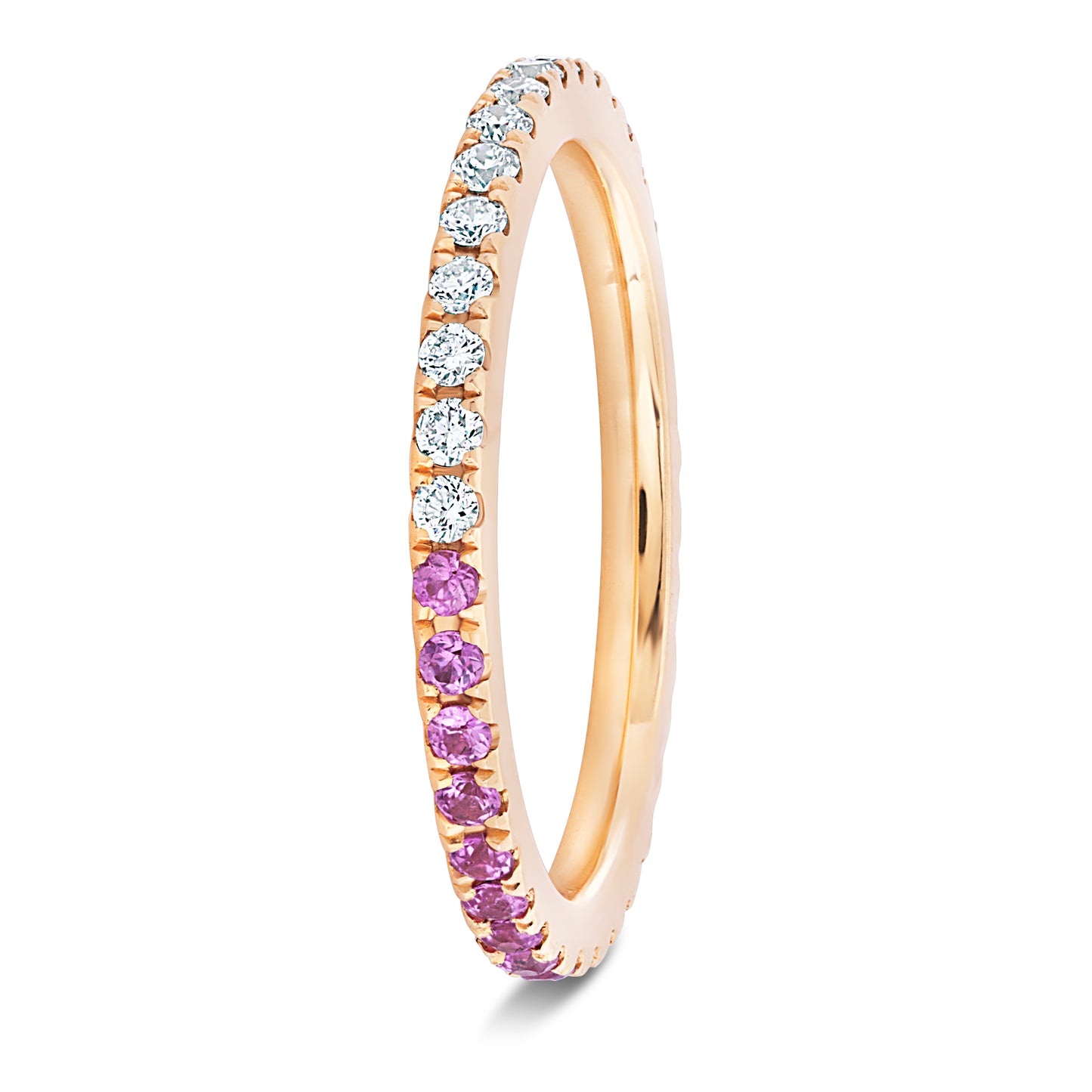 Half Pink Sapphire and Diamond Band - Two