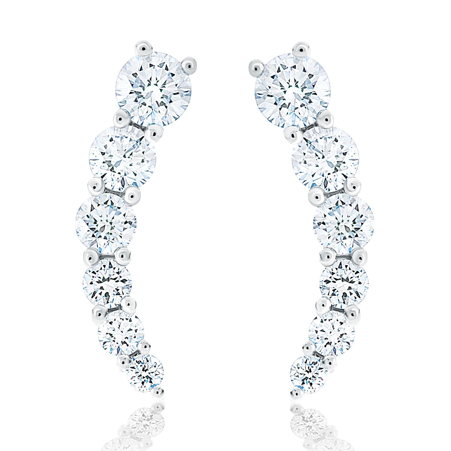 Diamond Ear Climber Earrings - White