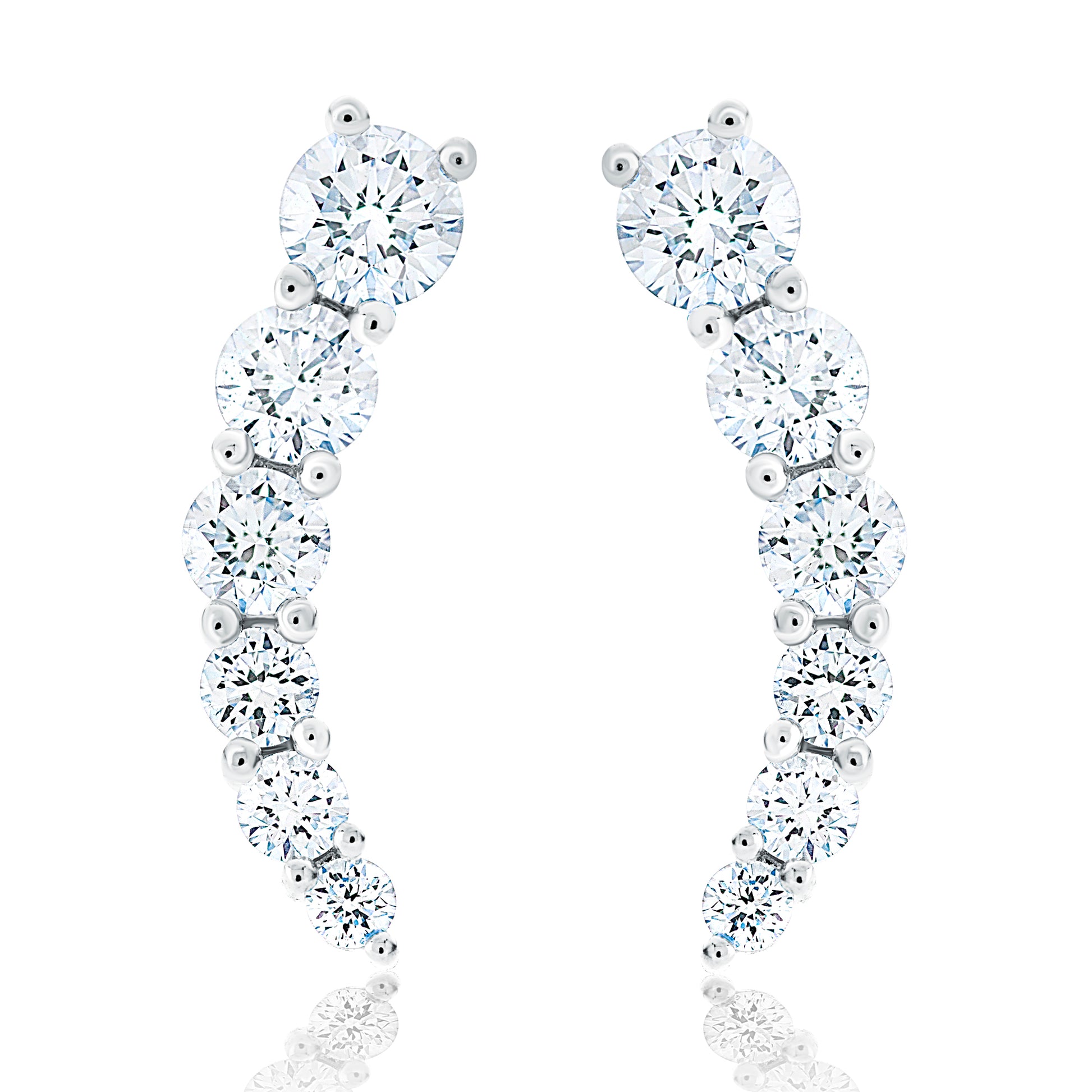 Diamond Ear Climber Earrings - White