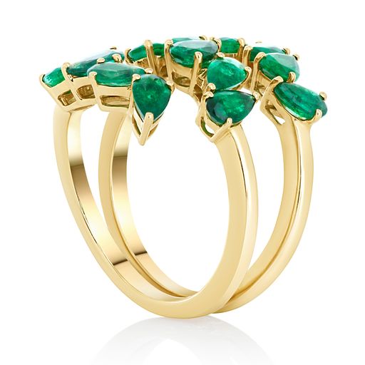 Green Emerald Mixed Cut Coil Ring 2