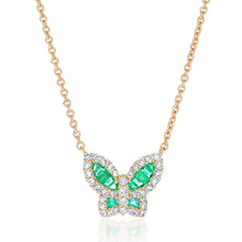 Load image into Gallery viewer, Petite Emerald and Diamond Butterfly Pendant