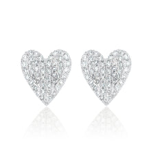 Load image into Gallery viewer, Raised Diamond Heart Stud Earrings