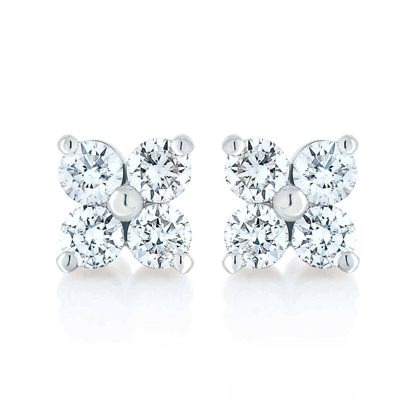 Diamond Flower Stud Earrings
