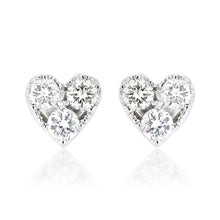Load image into Gallery viewer, Petite Diamond Heart Stud Earrings