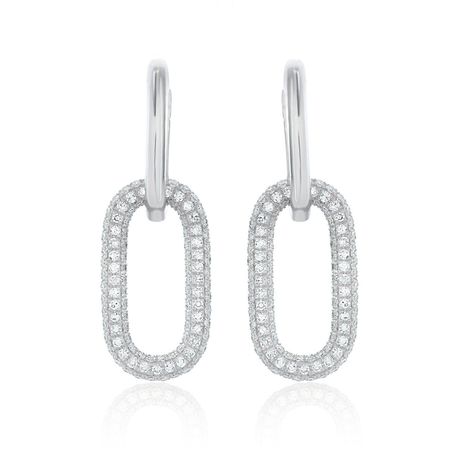 Diamond Paperclip Dangle Earrings