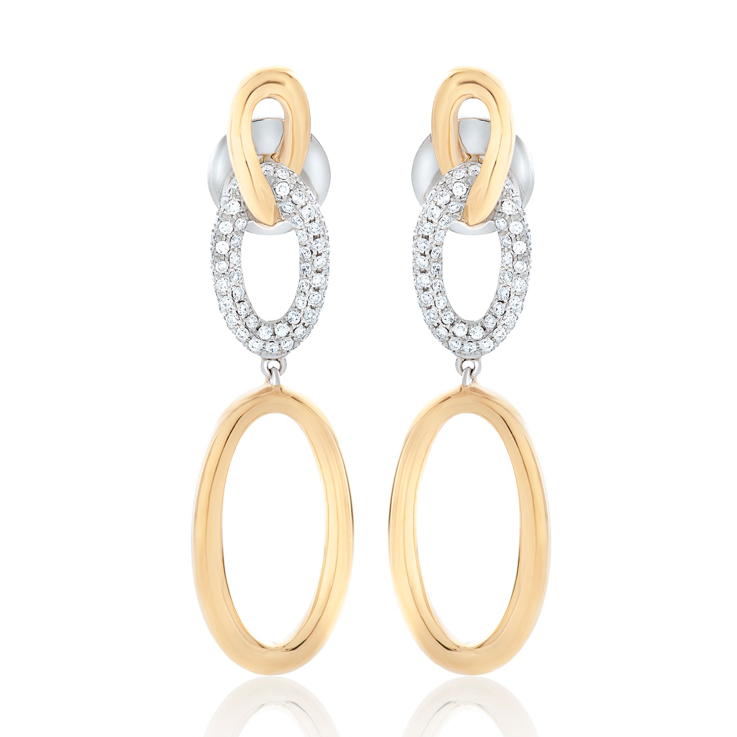 Oval Diamond Link Earrings