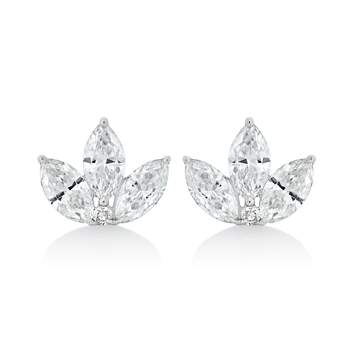 Trio Diamond Leaf Stud Earrings