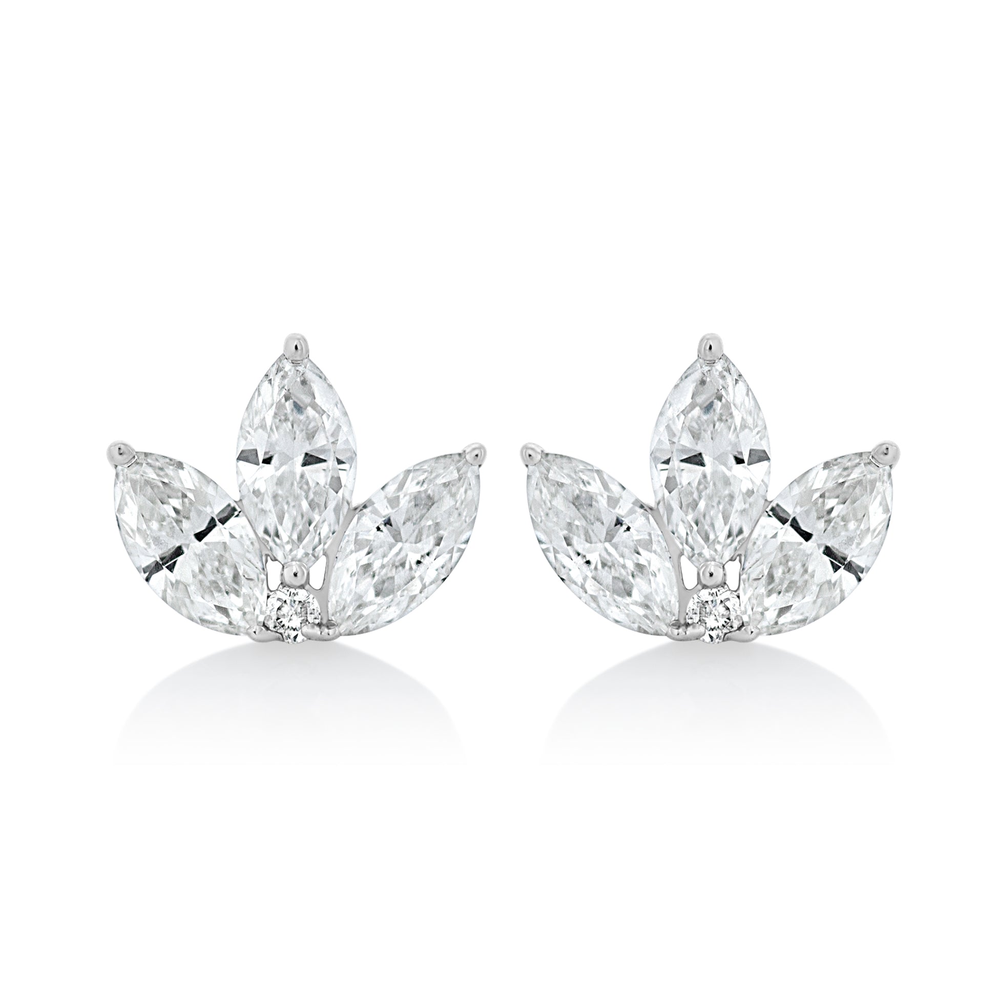 Trio Diamond Leaf Stud Earrings