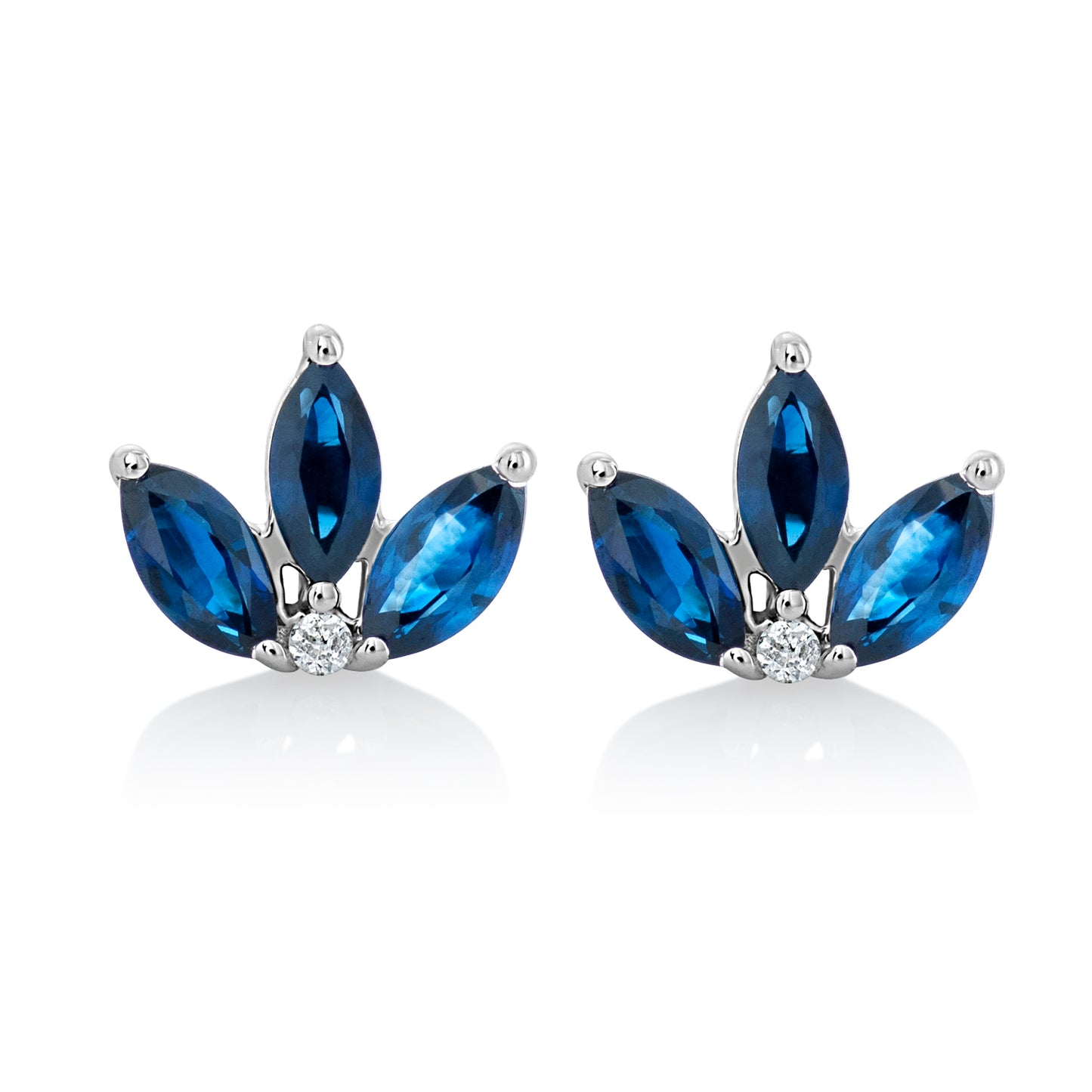 Trio Sapphire Leaf Stud Earrings