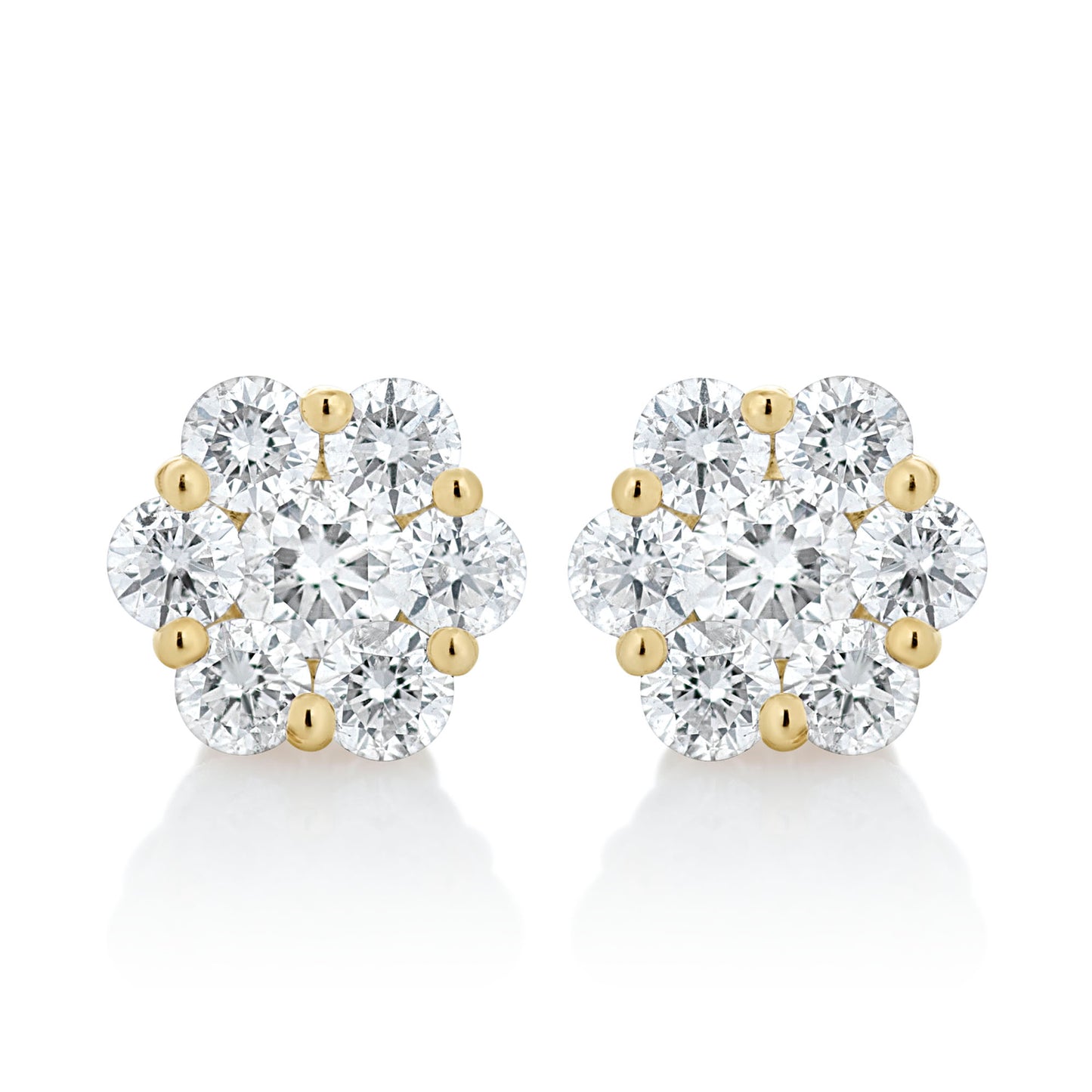 Small Diamond Flower Stud Earrings