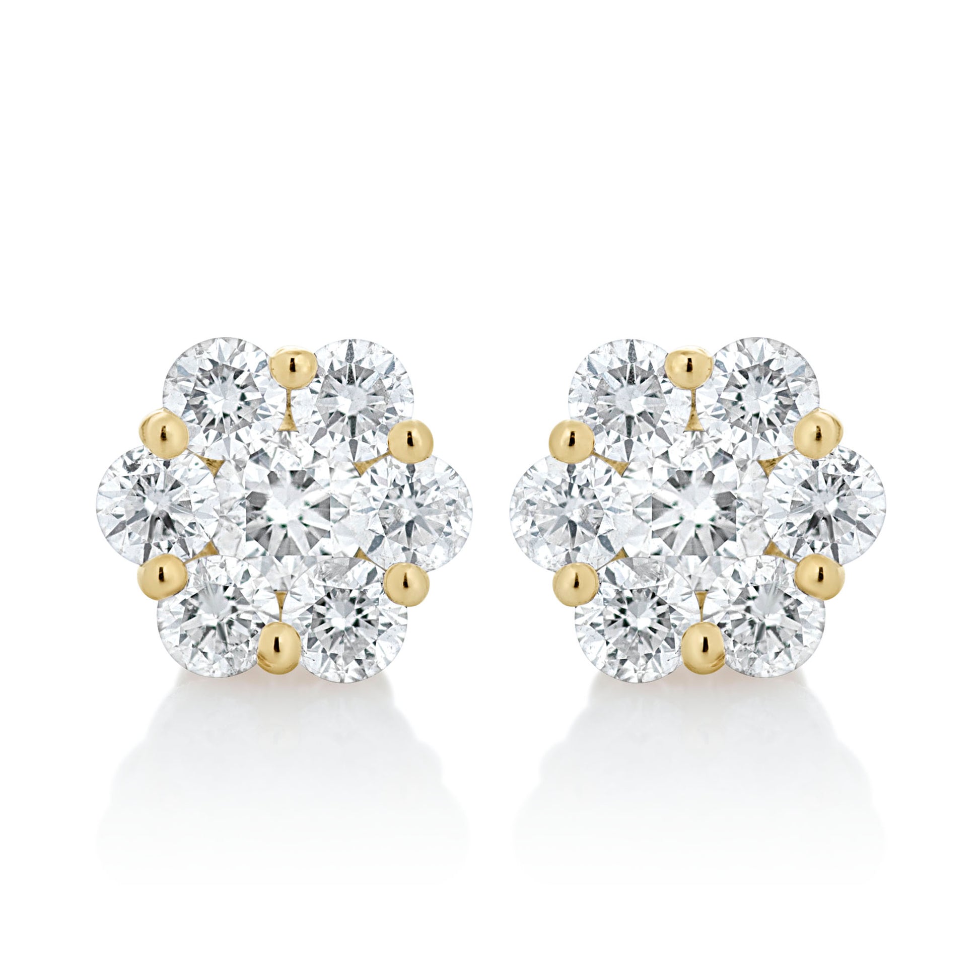 Small Diamond Flower Stud Earrings