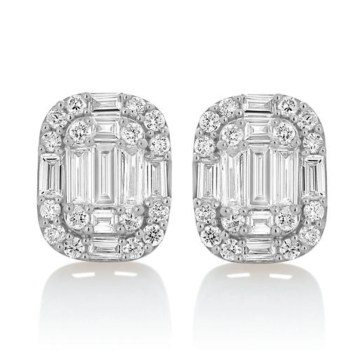 Small Illusion Diamond Stud Earrings