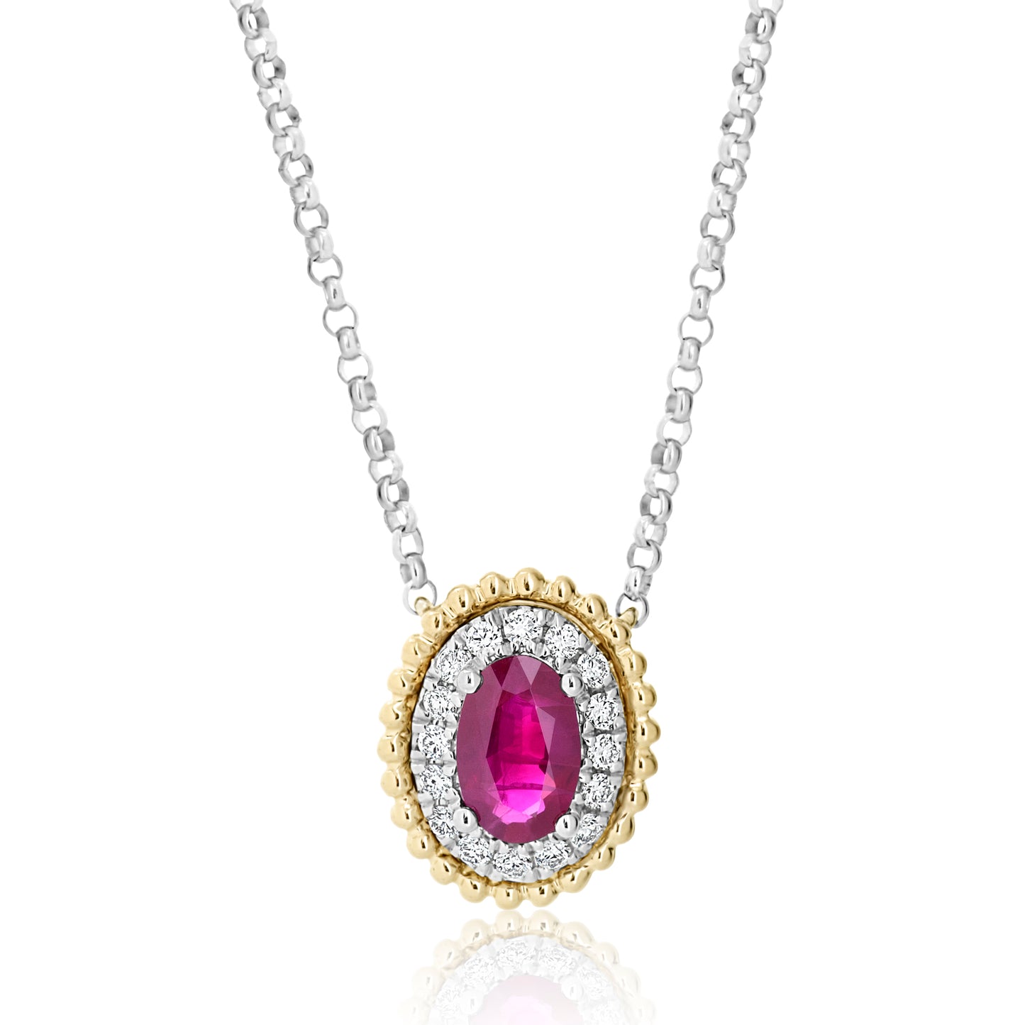 Diamond and Ruby Oval Pendant