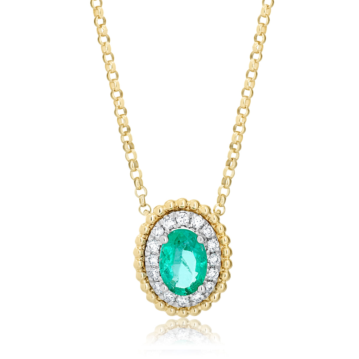 Emerald and Diamond Oval Pendant Nicole Rose Fine Jewelry