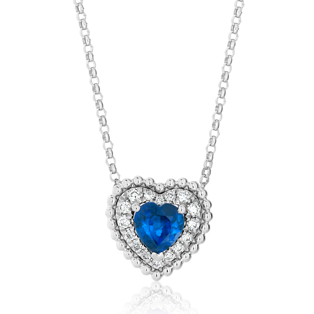 Diamond and Sapphire Heart Pendant Nicole Rose Fine Jewelry