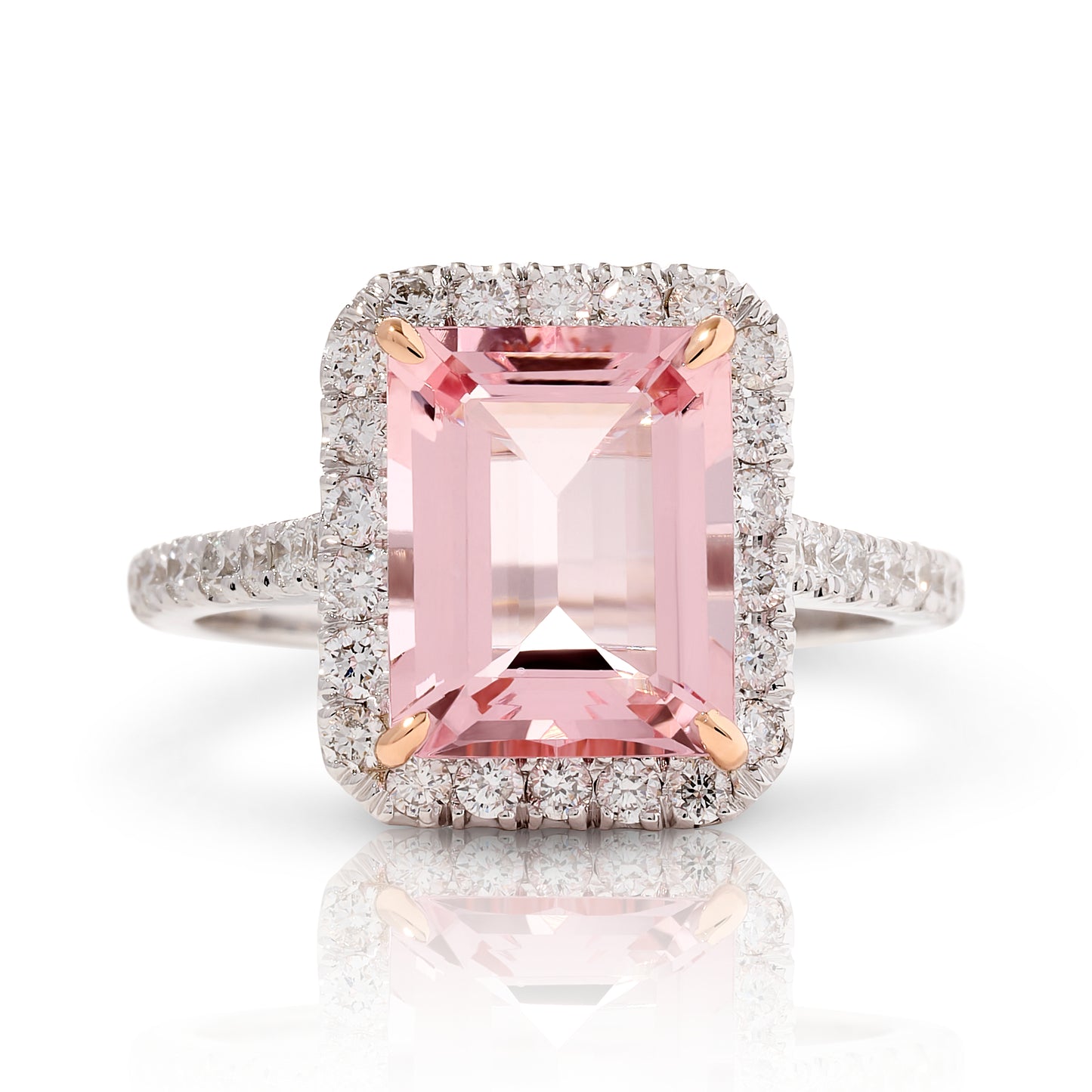 Single Diamond Halo Morganite Ring