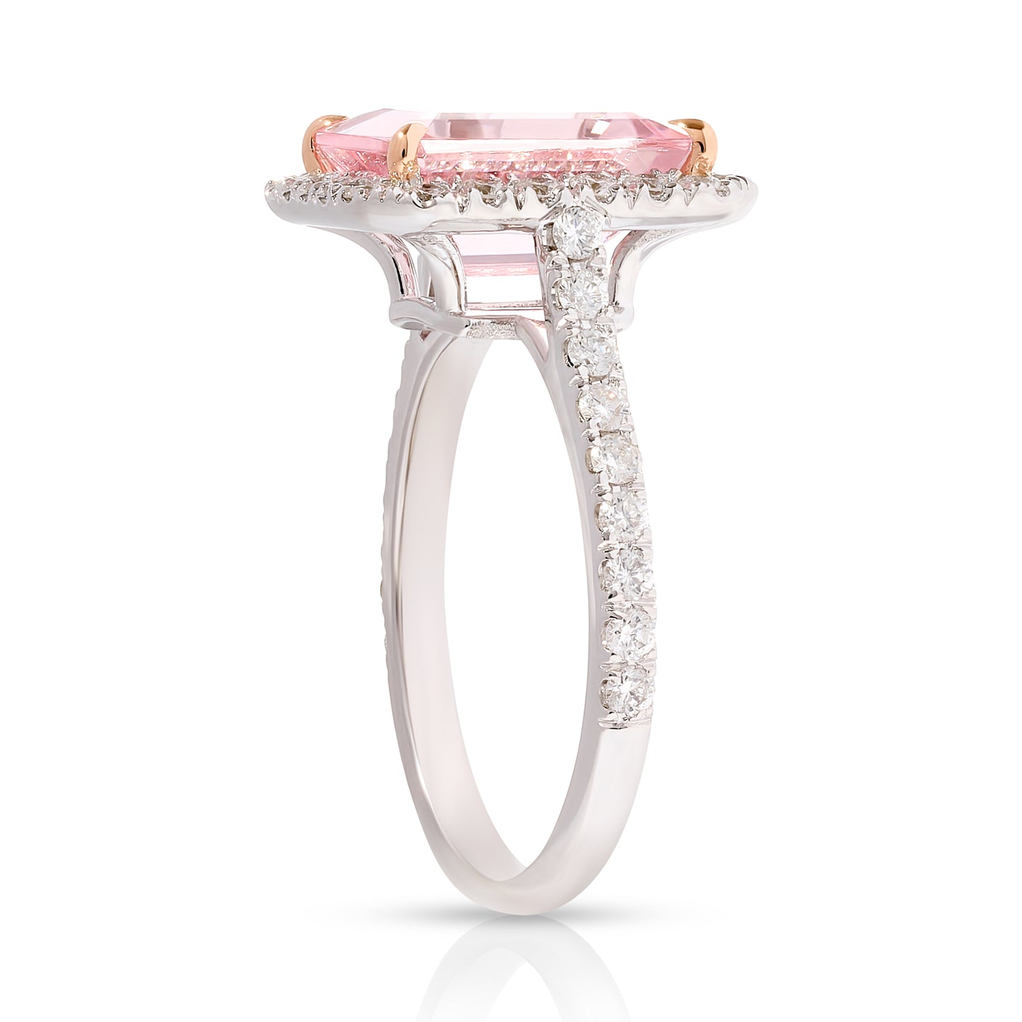 Single Diamond Halo Morganite Ring - Two