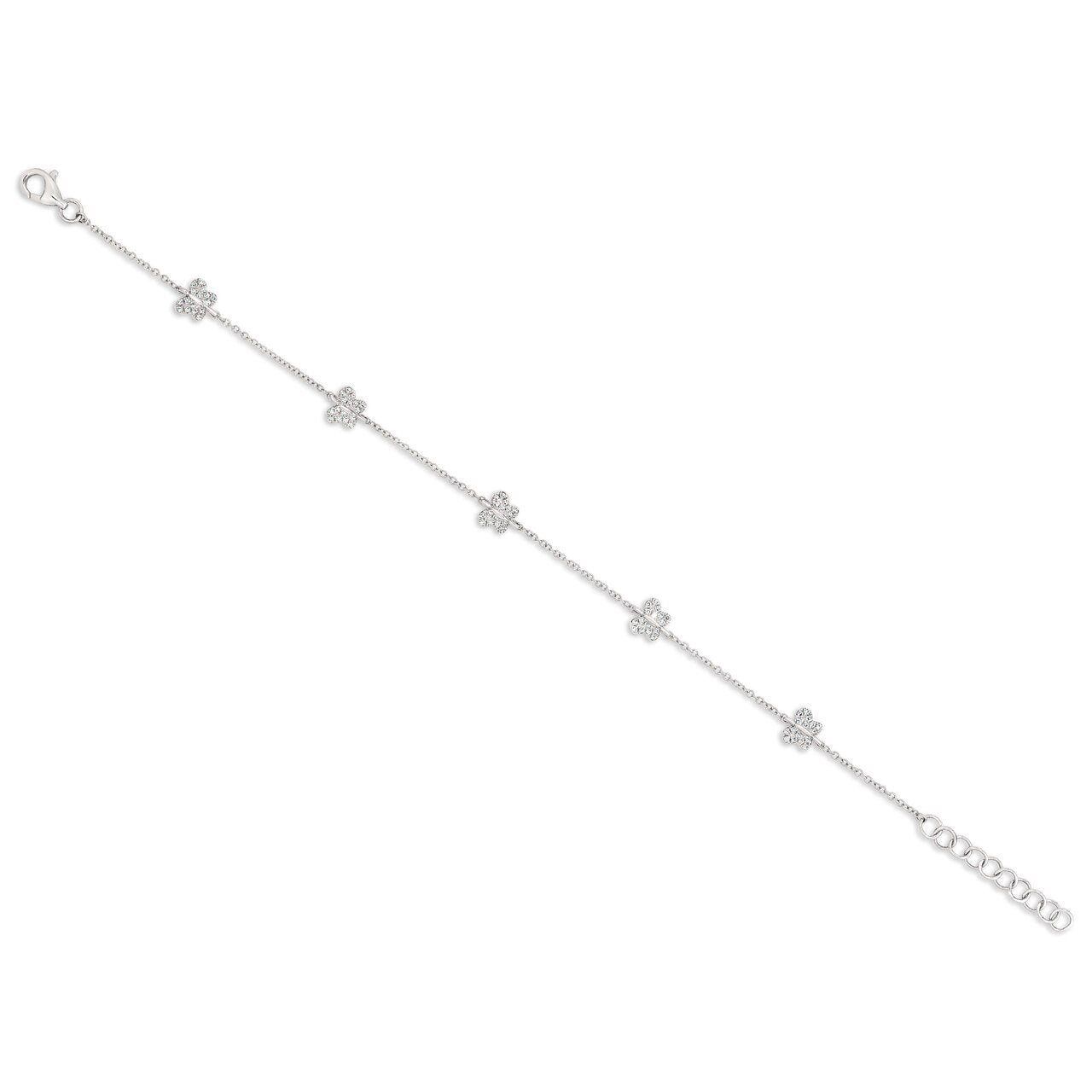 5 Diamond Butterfly Bracelet - White