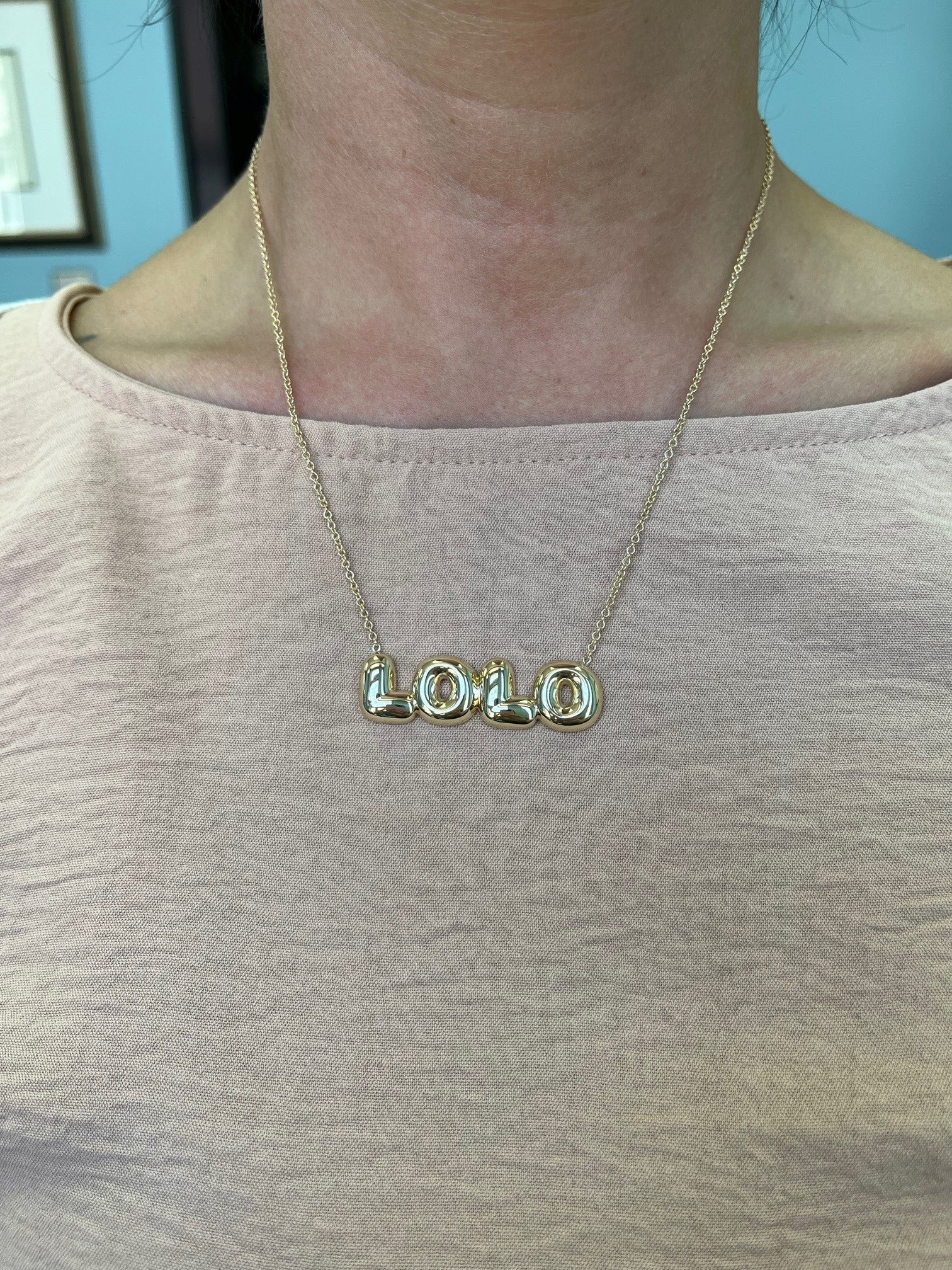 Large Bubble Name Necklace - Lolo