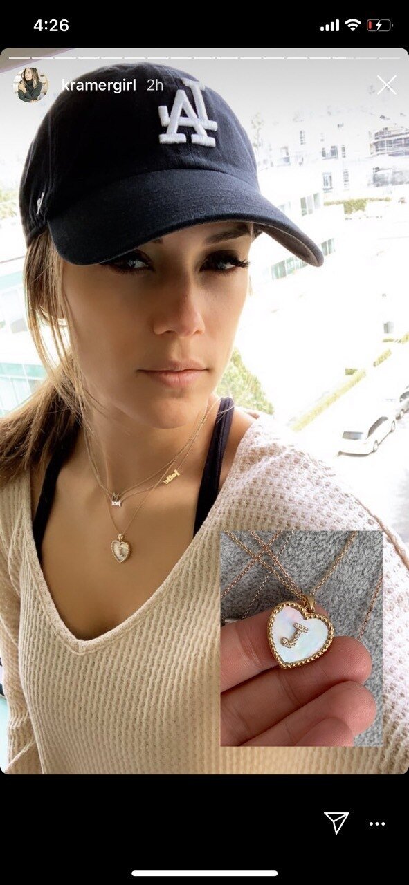 Medium Mother of Pearl Diamond Heart Double Initial Pendant - @kramergirl