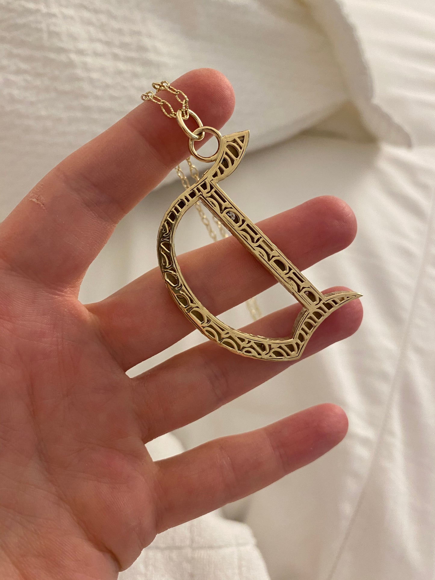 Old English Gold Textured Diamond Letter - Five