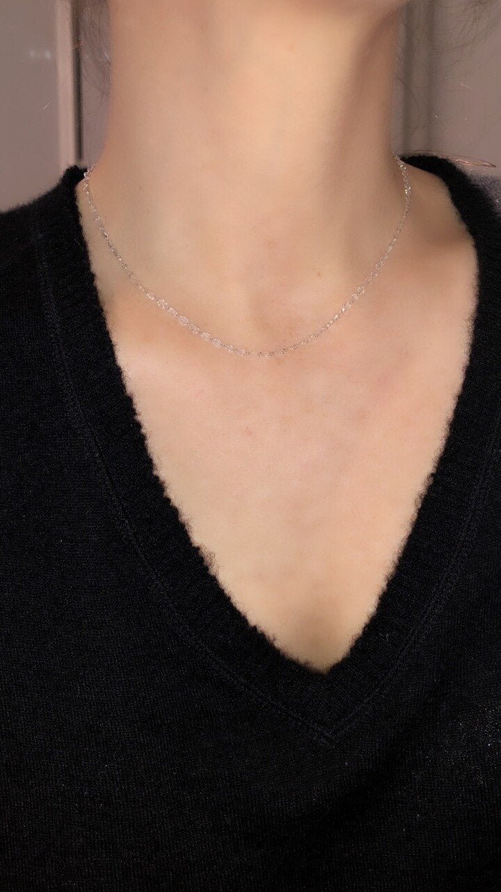 Rose Cut Pear Diamond Necklace 16"