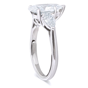 Three Stone Pear Diamond Engagement Ring 2