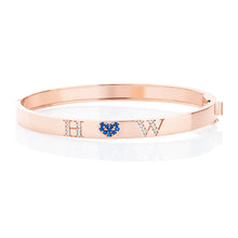 Load image into Gallery viewer, Diamond Initial and Sapphire Heart Bangle 2