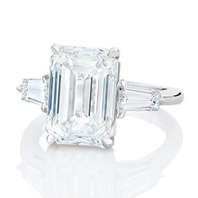 Load image into Gallery viewer, Three Stone Emerald Cut Engagement Ring