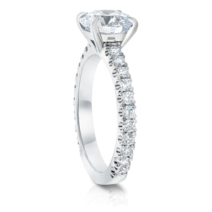 Round Soltaire Pave Diamond Engagement Ring - Two