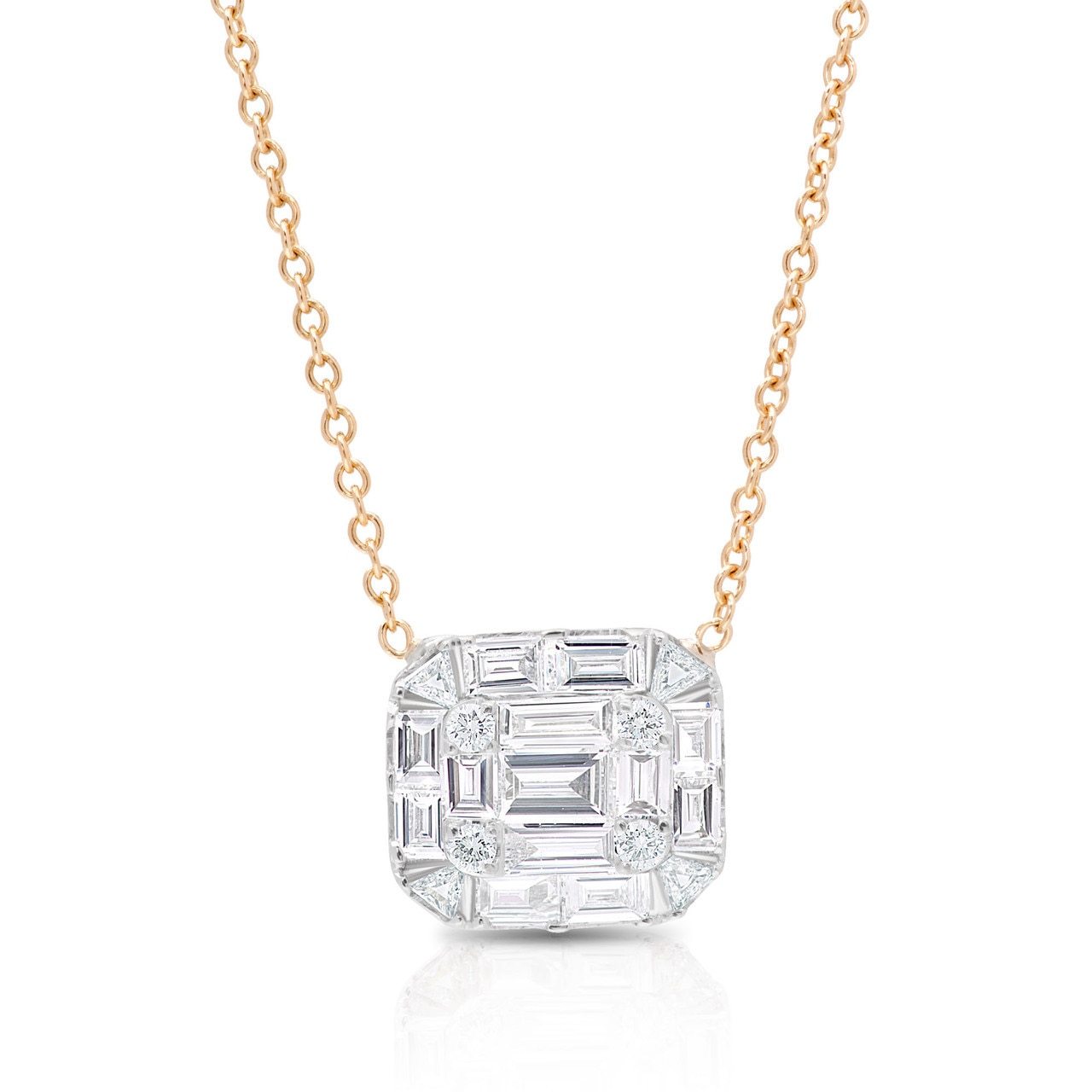 Round and Baguette Diamond Pendant