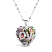 Load image into Gallery viewer, Medium Mother of Pearl Diamond Heart Double Initial Pendant