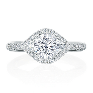 Pave "Eye" Shape Diamond Engagement Ring