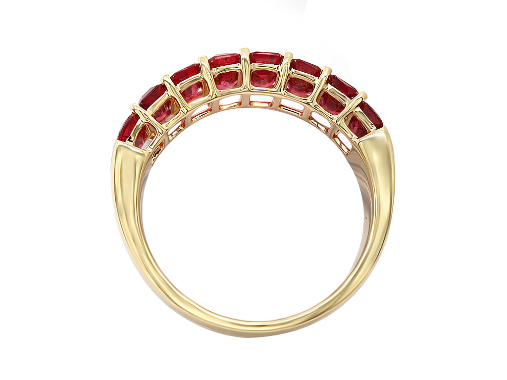 Emerald Cut Ruby Half Way Band 2