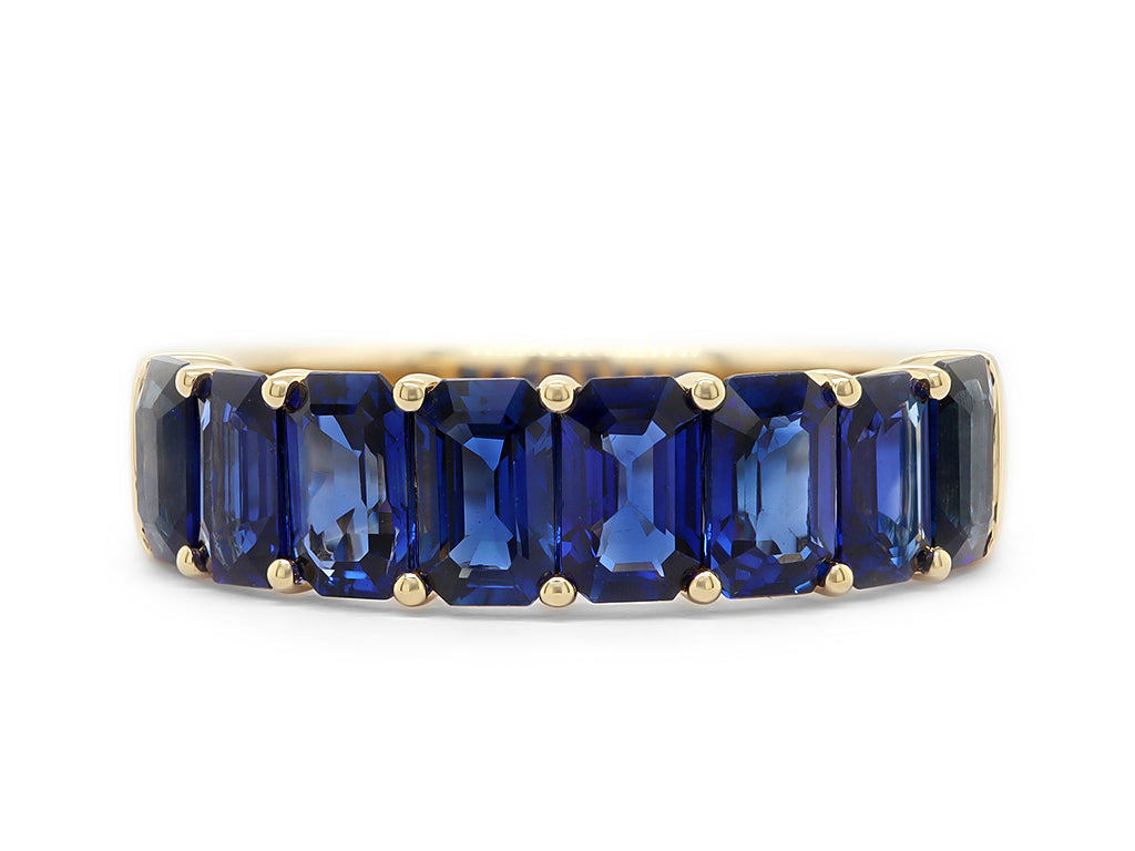 Emerald Cut Sapphire Half Way Band