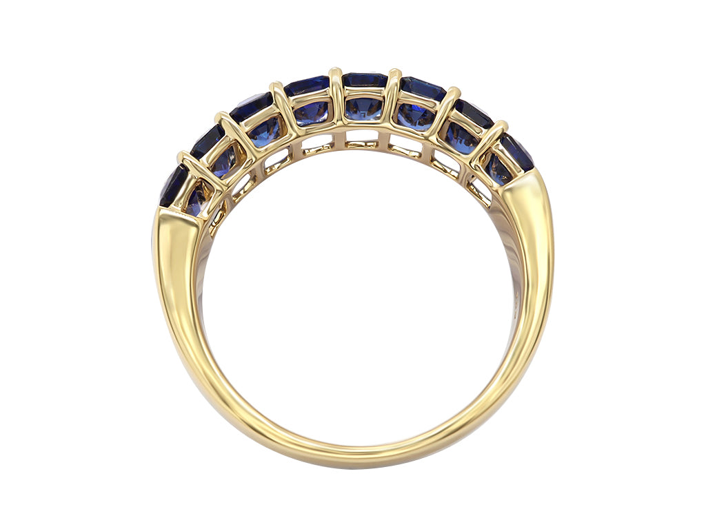 Emerald Cut Sapphire Half Way Band 2
