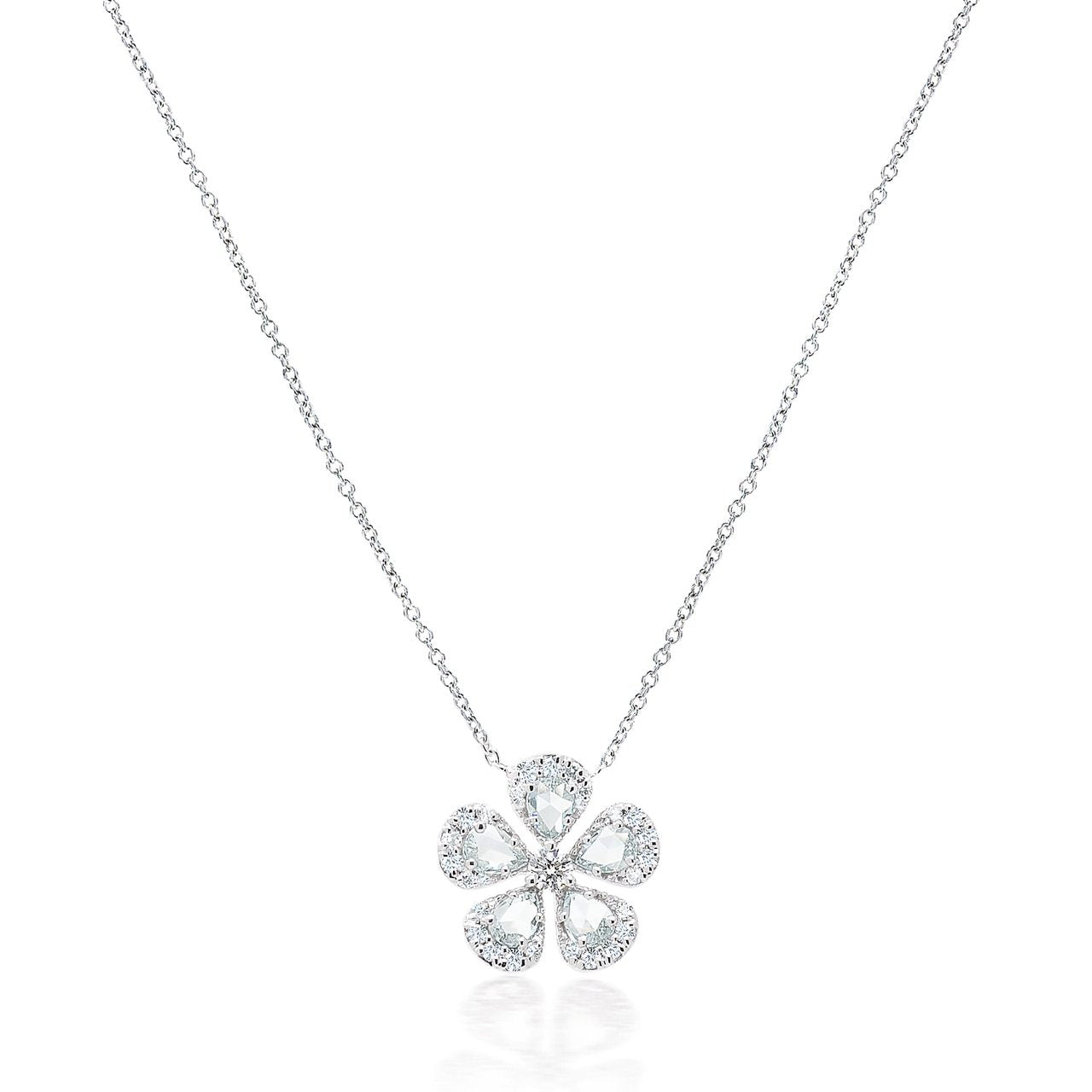 Rose Cut and Round Diamond Flower Pendant