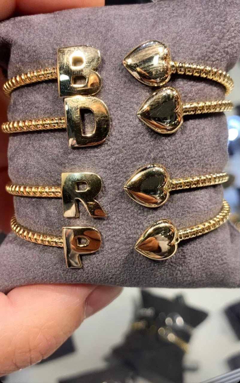 Gold Initial and Heart Flex Bracelet 4