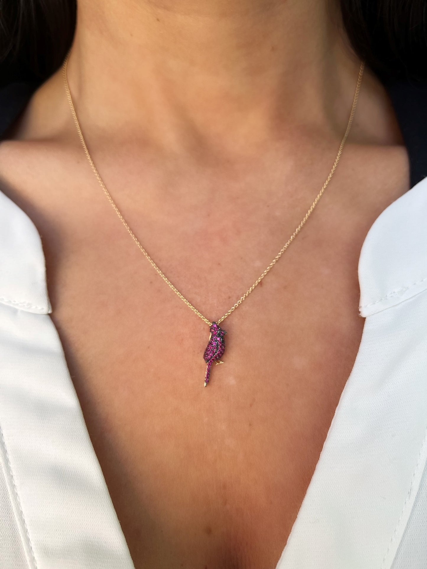 Petite Ruby and Diamond Cardinal Pendant - Rose 3