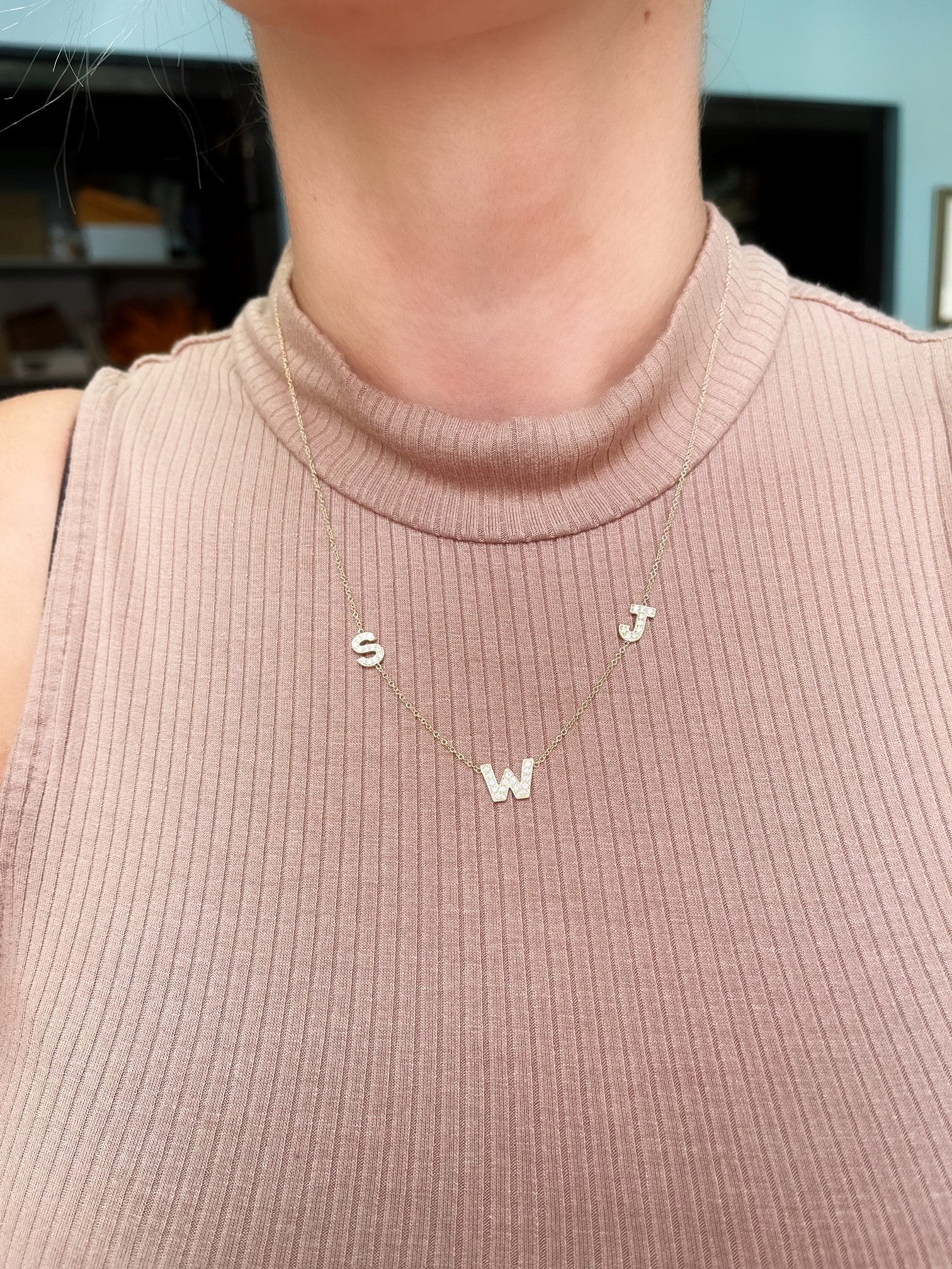 Initial Diamond Necklace 4