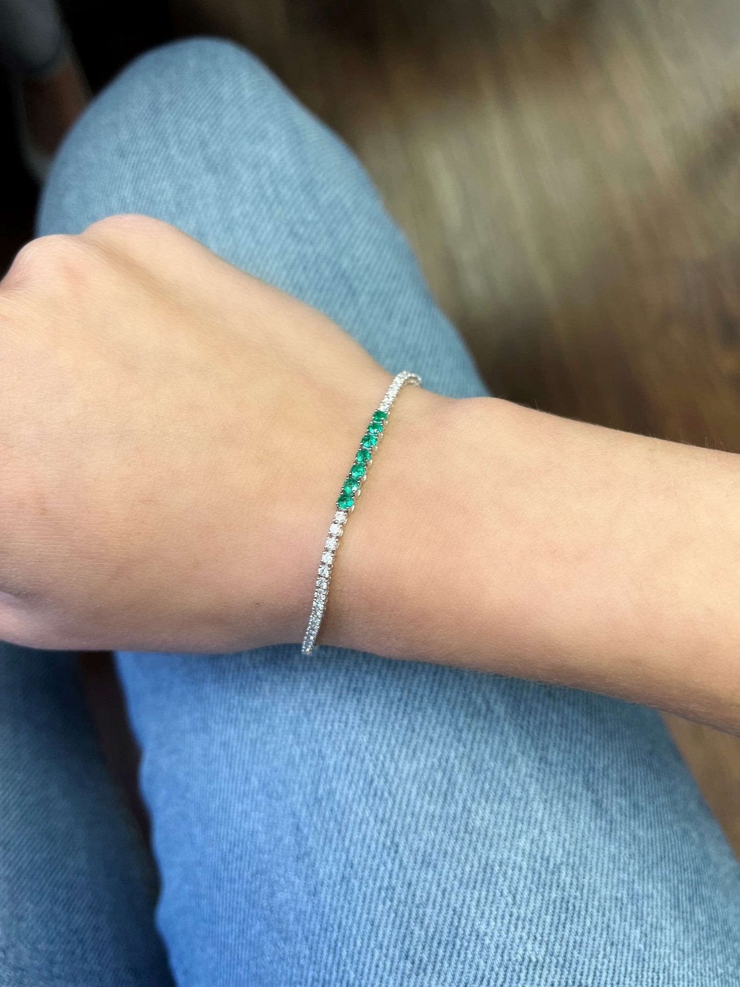 Emerald and Diamond Tennis Bracelet 2