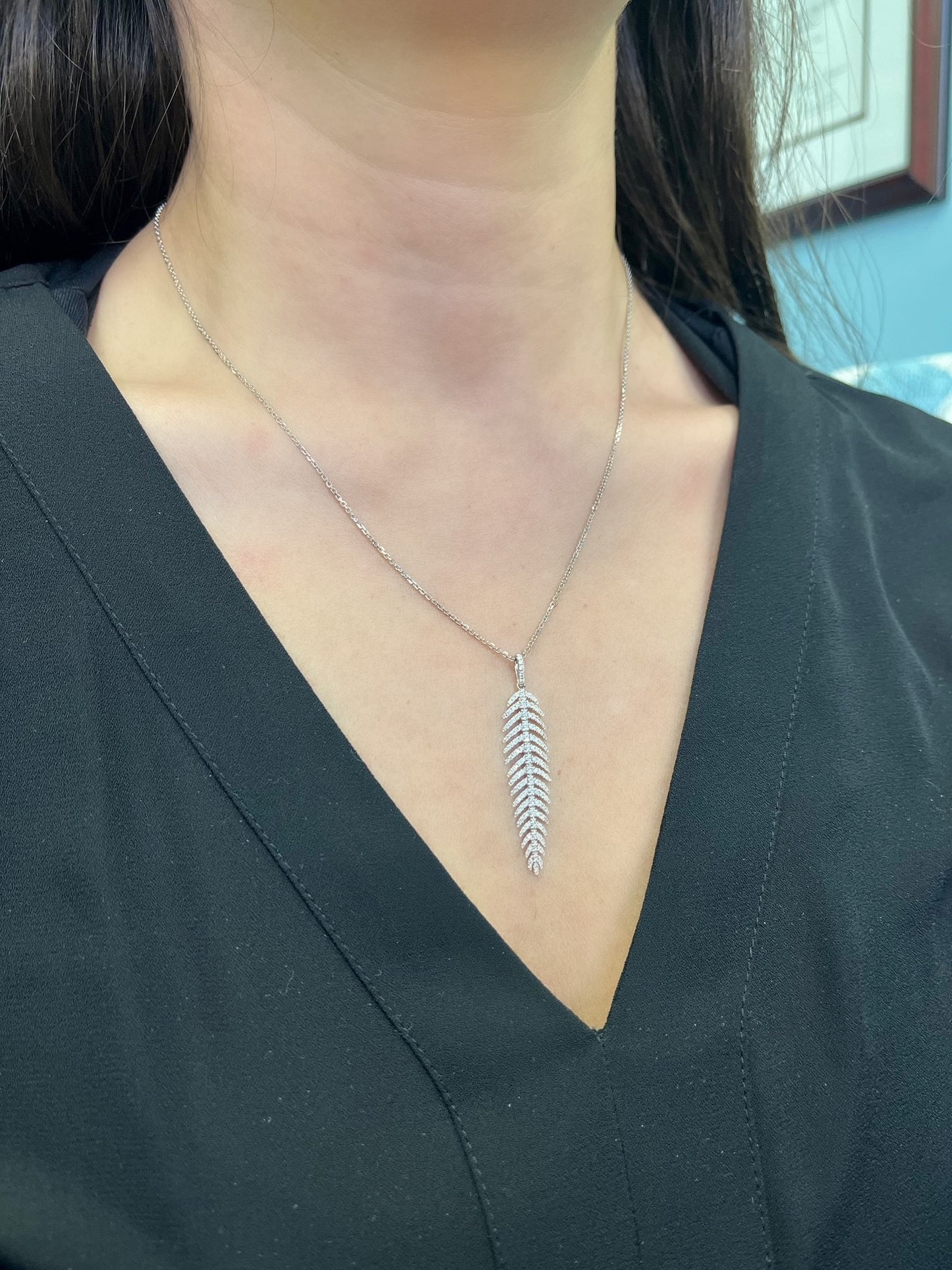 Small Feather Diamond Pendant 3