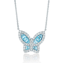 Load image into Gallery viewer, Large Aquamarine and Diamond Butterfly Pendant