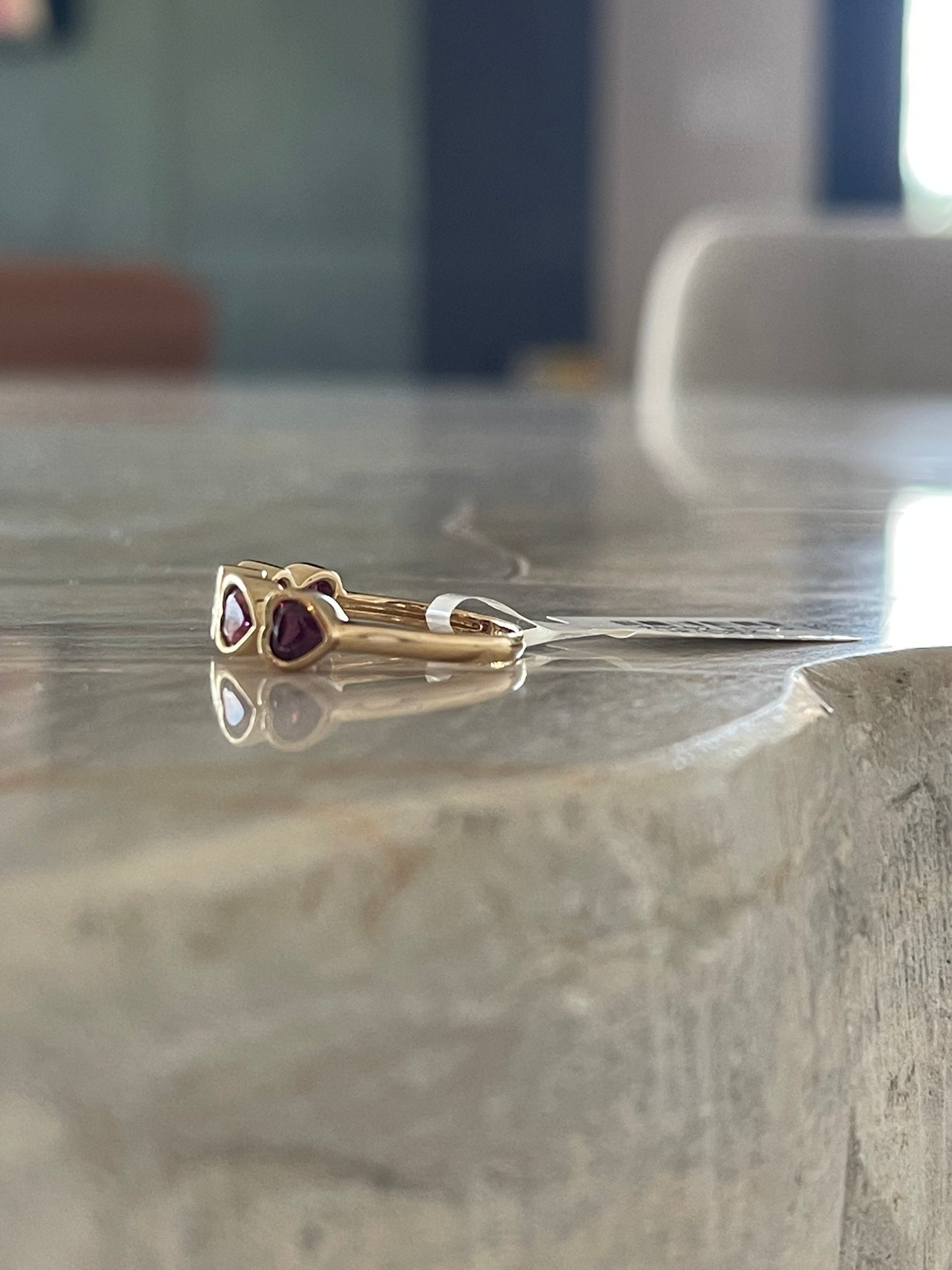 Garnet Bezel Set Heart Shape Band 5