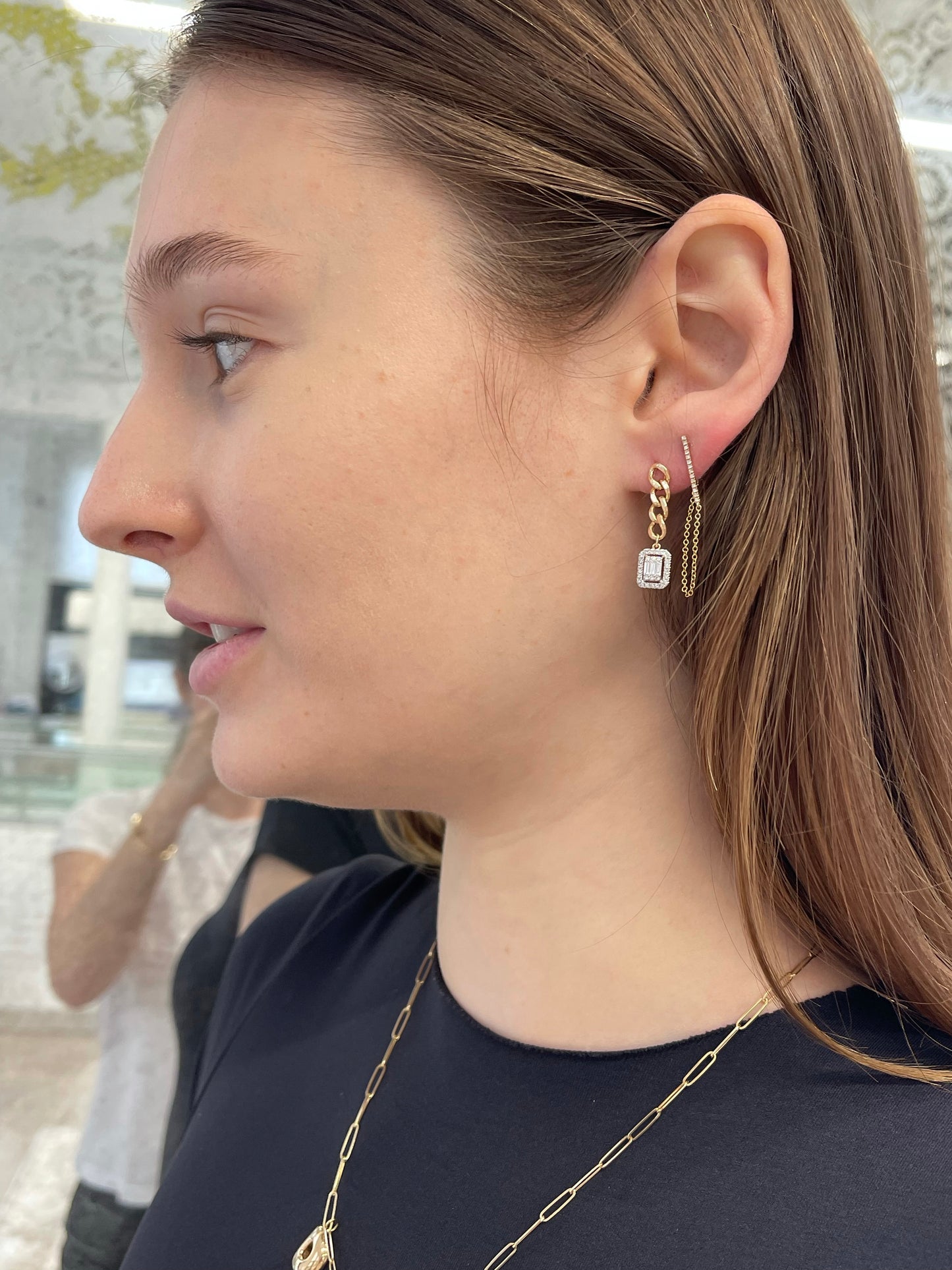 Chain Link Illusion Diamond Earrings 3